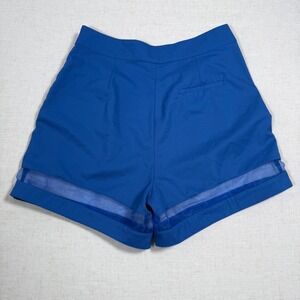 Umgee USA Royal Blue High Waisted Mesh Panel Shorts Size M A9630 Cobalt Pleated